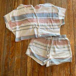 Women’s stripped sweat short set